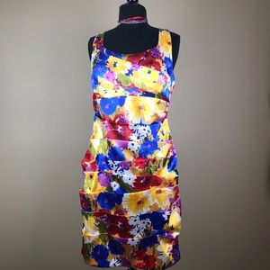 Bisou Bisou Colorful Floral Sleeveless Party Dress